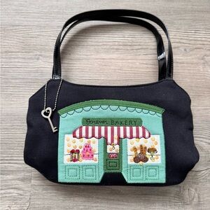 FOREVER by FOSSIL Purse Bakery Design Embroidered Shoulder Bag Mint Green Black